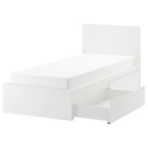 Каркас ліжка з 2 ящиками для зберігання ІКЕА MALM 90х200 см Білий (s79012991)