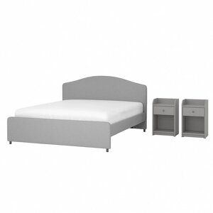 Комплект меблів для спальні 3 шт ІКЕА HAUGA 160х200 см Vissle сірий (s89484508)
