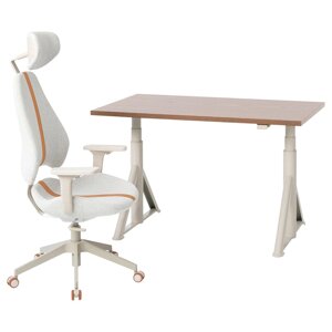 Письмовий стіл і стілець ІКЕА IDASEN / GRUPPSPEL 120х70 см бежевий (s89442698)