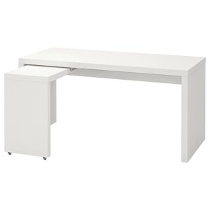 Письмовий стіл з висувною панеллю ІКЕА MALM 151х65 см Білий (70214192)