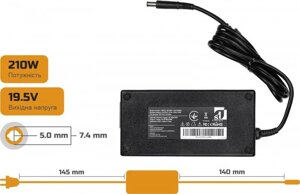 Блок живлення 1StCharger для ноутбуків Dell 210W 19.5V 10.8A 7.4x5.0 + кабель живлення