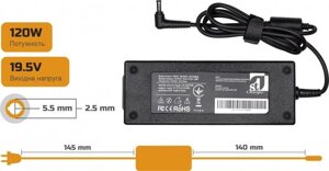Блок живлення 1StCharger для ноутбуків Lenovo 120W 19.5V 6.15A 5.5x2.5 + кабель живлення