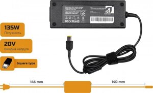 Блок живлення 1StCharger для ноутбуків Lenovo 135W 20V 6.75A USB + кабель живлення