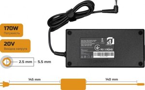 Блок живлення 1StCharger для ноутбуків Lenovo 170W (20V/8.5A) 5.5x2.5 + кабель живлення