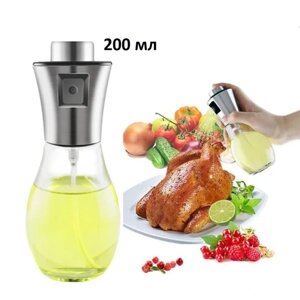 Пляшка-дозатор для олії та оцту 200 мл спрей розпилювач кухонний для рідин скляний