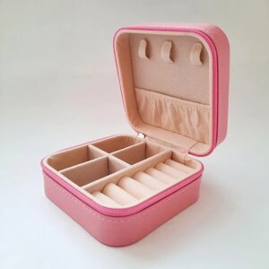 Скринька для прикрас, шкіряна PINK Рожевий органайзер