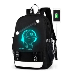 Водонепроникний рюкзак мusic з USB чорний, що світиться в темряві