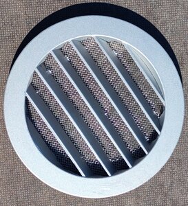 Решітка вентиляційна кругла алюмінієва зовнішня фасадна з сіткою ELC-100 діаметр 100 мм сірий