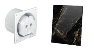 Вентилятор витяжний AirRoxy dRim 125 PS BB з шнурковим вимикачем на кулькових підшипниках із скляною панеллю Чорний