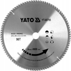 Диск Для Циркулярної Пилки Ø 315 х 30 х 3.2 мм, 96 зубів YATO (YT-60795)