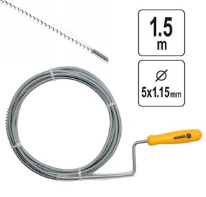 Трос Для Очищення Каналізації Ø 5 мм, L=1.5 м Сантехнічних Труб (55541)