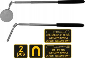 Дзеркало оглядове та магнітний тримач VOREL Ø54 x 320-520 мм / 315-510 мм, телескопічні ручки, 2 шт