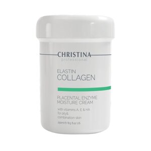 Увлажняющий крем для жирной кожи Christina Elastin Collagen Placental Enzyme Moisture Cream with Vitamins A, E & HA,