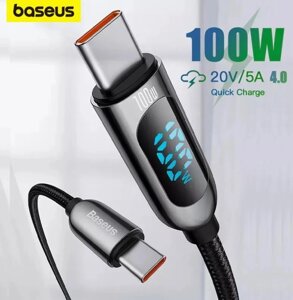 Кабель с дисплеєм Baseus Display Fast Charging Data Cable Type-C to Type-C 100W Black (CATSK-С01)