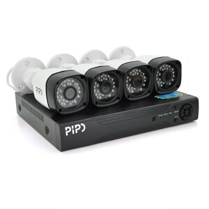Комплект відеоспостереження Outdoor 016-4-5MP Pipo (4 вуличні камери, кабелі, блок живлення, відеореєстратор