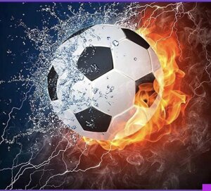 5D Алмазна картина "Вогонь і вода" Комплект футбольного м'яча