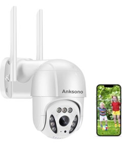 Anksono Зовнішня WiFi-камера спостереження, 1080P IP-камера Домашнє спостереження з автоматичним відстеженням