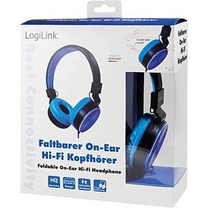 Б/у LOGILINK HS0049B Стерео навушники, 1x 3,5 мм роз'єм для навушників, складаний, синій