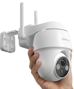 Бездротова зовнішня камера безпеки COOAU з 2K, 360° PTZ-камерою з кольоровим нічним баченням