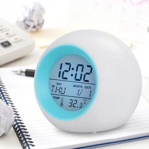 Годинник будильник Glowing Led Color Change Digital Alarm Clock Blue переливний багатобарвний хамелеон