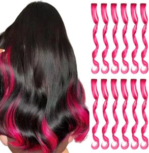 Кольорові шпильки для нарощування волосся REDMENCO, рожеві 16 шт.,