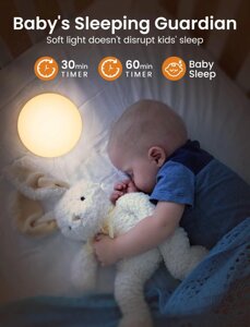 Дитячий нічник, дитячий нічник KOOFIT із сенсорним керуванням, таймером і 8 змінами кольорів RGB