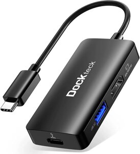Dockteck USB C hub 100W PD, адаптер USB-C hub 3 в 1 з 4K 60 hz HDMI, USB 3.0, для macbook