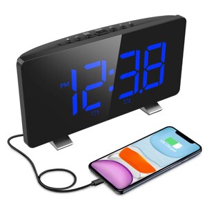 ELEGIANT FM Цифровий будильник 6,7-дюймовий світлодіодний екран із подвійним будильником
