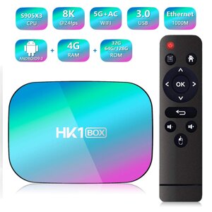 HK1 BOX android 9.0 smart TV box amlogic S905X3 CPU 4GB RAM 32GB 2.4G+5G wi-fi 128 gb