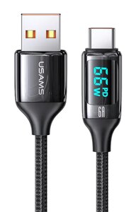 Кабель USAMS USB type-C — USB US-SJ544, 6A, 1,2 м, чорний