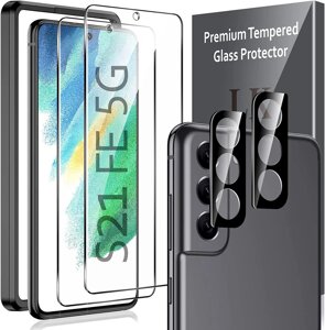 LK [5-в-1 2 шт. Samsung Galaxy S21 FE Screen Protector і 2 шт. Lens Protector з рамкою S21 FE