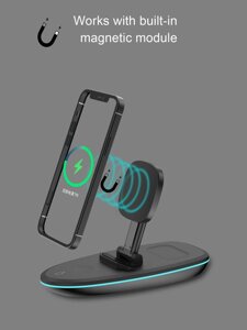 Магнітний бездротовий зарядний пристрій 3 в 1 для iPhone 12 mini iWatch Airpods