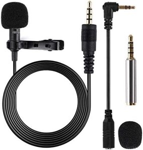 Мікрофон із кліпсою, петличний конденсаторний мікрофон Gyvazla 3,5 мм для телефонів Android, IPhone