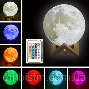 Нічник на пульті керування Луна Лампа Світильник настільний дитячий 3D Moon Light Lamp 15 см