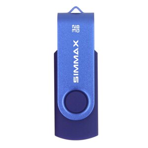 Нова SIMMAX 32 ГБ USB флешнакопичувачі 32 ГБ Memory Stick Поворотний дизайн Thumb Drive USB Stick 32 ГБ синій