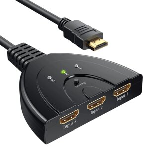 Перемикач HDMI GANA, ручний перемикач HDMI 1080P, розгалужувач HDMI 3 на 1