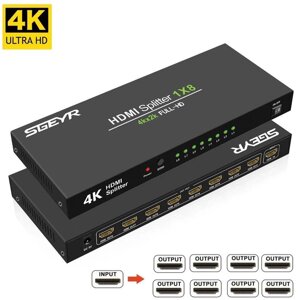 Розгалужувач SGEYR Ultra HD HDMI V1.4 Комутатор HDMI 1 на 8 виходів із роздільною здатністю 4Kx2K за 30 Гц