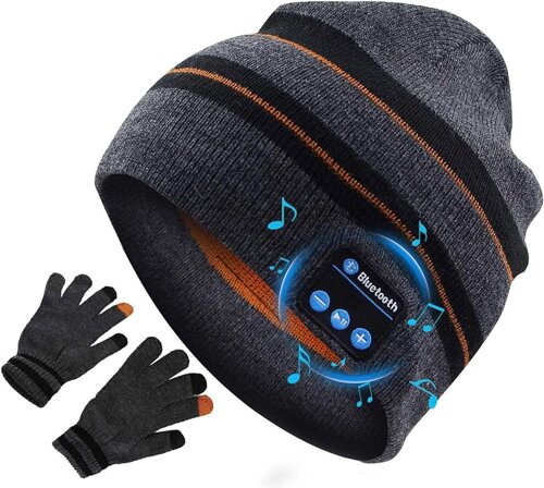 RQN Bluetooth Бездротова музика М'яка шапка з рукавичками Тепла шапка зі стереонавушниками