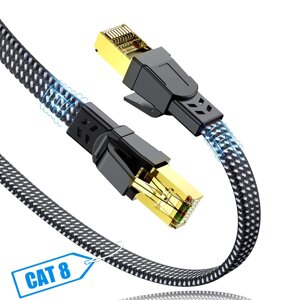 SWECENT CAT 8 Ethernet-кабель 10 м, чіпкий гігабітний Ethernet-кабель Плетений шнур для локальної мережі