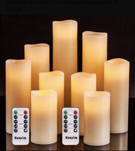 Жовта світлодіодна свічка з контрольним пакетом із 9 свічок
