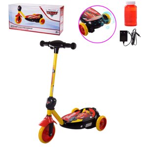 Електросамокат дитячий з мильними бульбашками 3-х колісний Cars, колеса PU 110 мм (MS212)