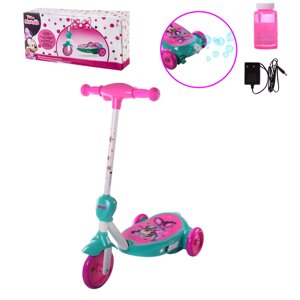 Електросамокат дитячий з мильними бульбашками 3-х колісний Minnie, колеса PU 110 мм (MS211)