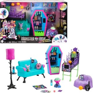 Ігровий набір для студентської вітальні Monster High, меблі для лялькового будиночка та тематичні аксесуари