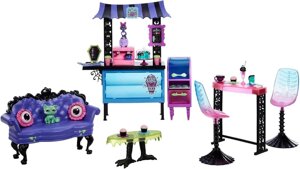 Ігровий набір Monster High The Coffin Bean, кафе з двома домашніми тваринами, моторошні меблі