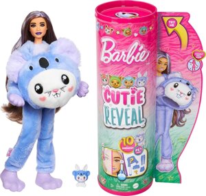 Лялька Barbie Cutie Reveal та аксесуари з плюшевим костюмом тварини та 10 сюрпризами, включаючи зміну кольору