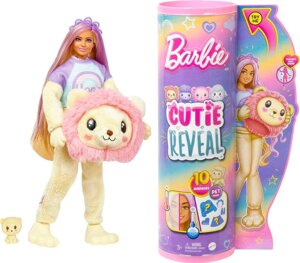 Лялька Barbie Cutie Reveal зі світлим волоссям і плюшевим костюмом лева, 10 сюрпризів