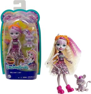 Лялька Зеді Зебра Mattel Enchantimals (6 дюймів) та фігурка друга тварини з колекції Sunny Savanna