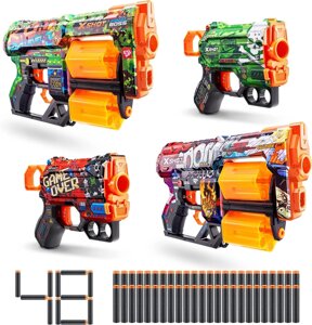 Набір бластерів XShot Skins Dread & Menace (4 штуки + 48 снарядів) від ZURU, Easy Reload для дітей та дорослих