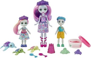 Набір Mattel Enchantimals: лялька-черепаха Тінслі (15 сантиметрів) з маленькими ляльками-братами та сестрами