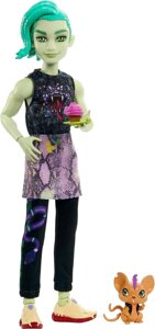 Рухлива лялька Monster High Deuce Gorgon, домашня тварина та аксесуари, джинсова куртка у вигляді змії